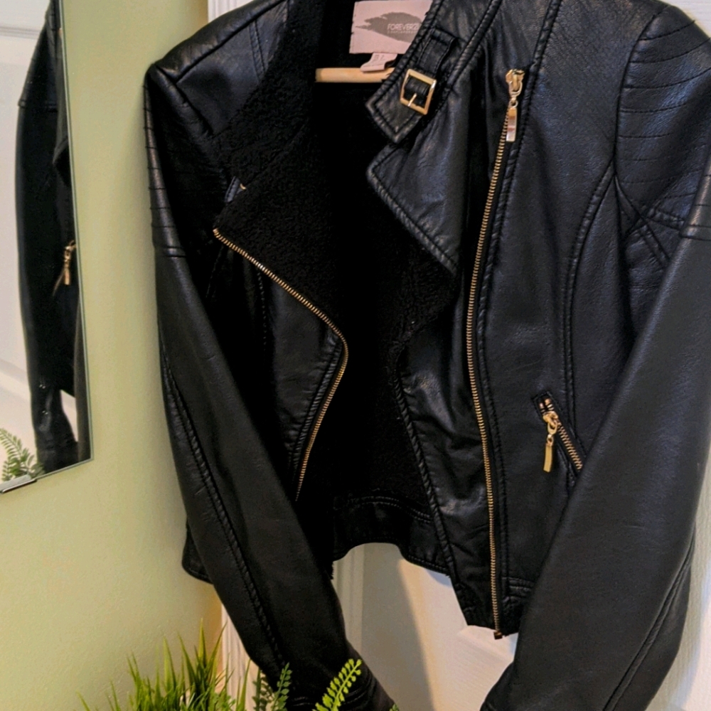 Vegan leather jacket.